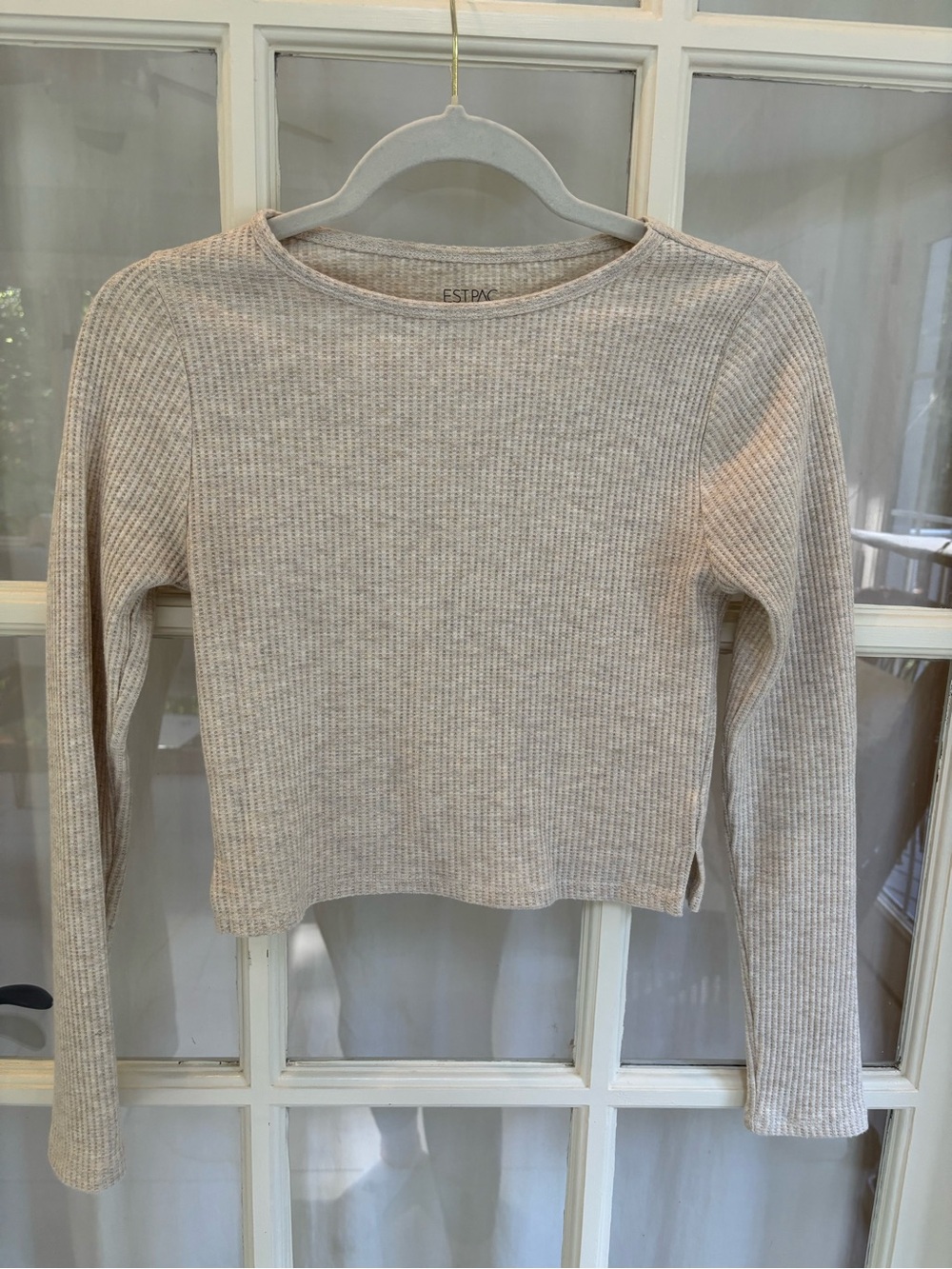 PacSun Women's Cream Ribbed Long Sleeve Top